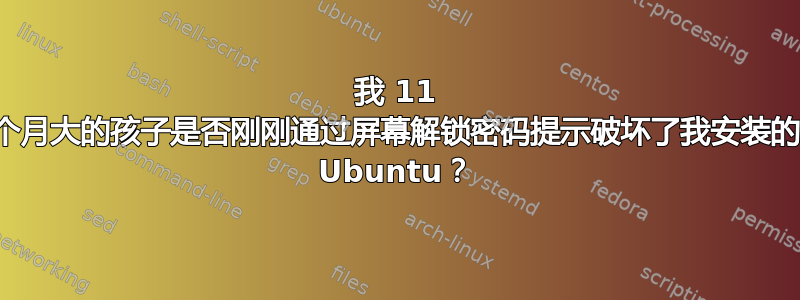 我 11 个月大的孩子是否刚刚通过屏幕解锁密码提示破坏了我安装的 Ubuntu？