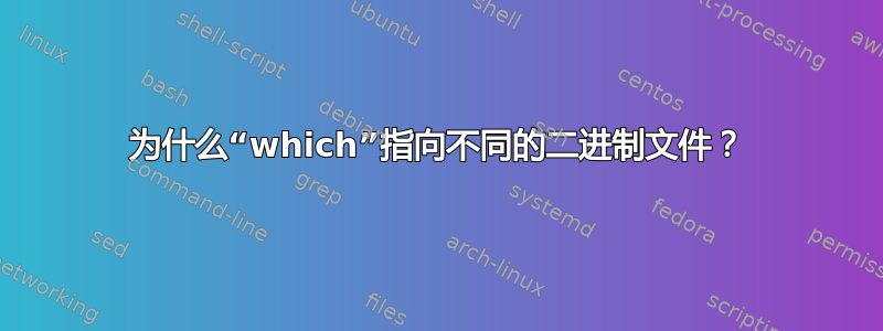 为什么“which”指向不同的二进制文件？