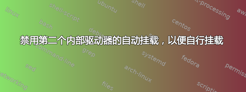 禁用第二个内部驱动器的自动挂载，以便自行挂载