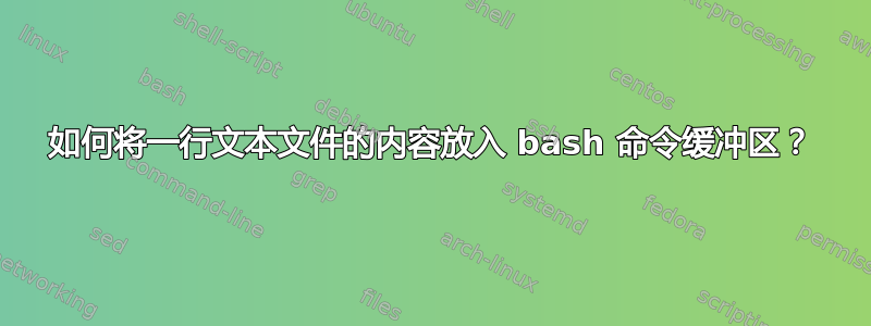 如何将一行文本文件的内容放入 bash 命令缓冲区？