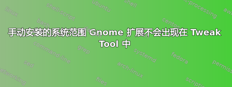 手动安装的系统范围 Gnome 扩展不会出现在 Tweak Tool 中