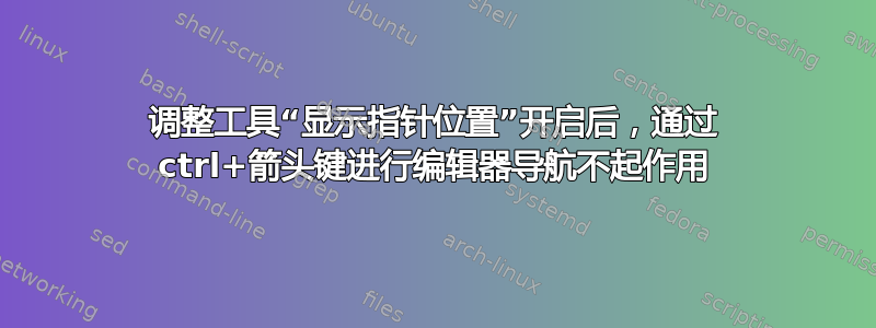 调整工具“显示指针位置”开启后，通过 ctrl+箭头键进行编辑器导航不起作用