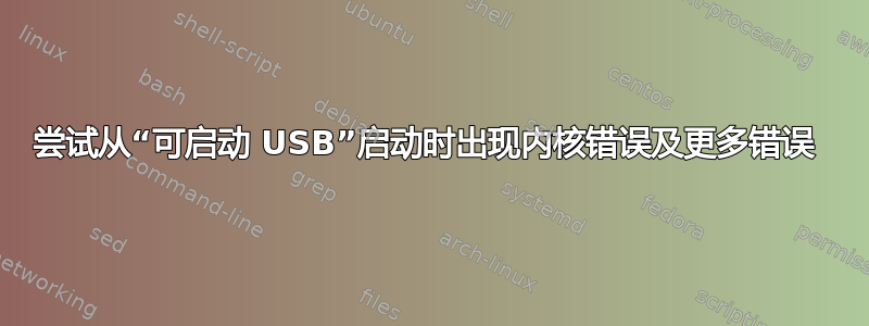 尝试从“可启动 USB”启动时出现内核错误及更多错误 