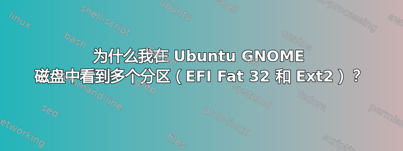 为什么我在 Ubuntu GNOME 磁盘中看到多个分区（EFI Fat 32 和 Ext2）？