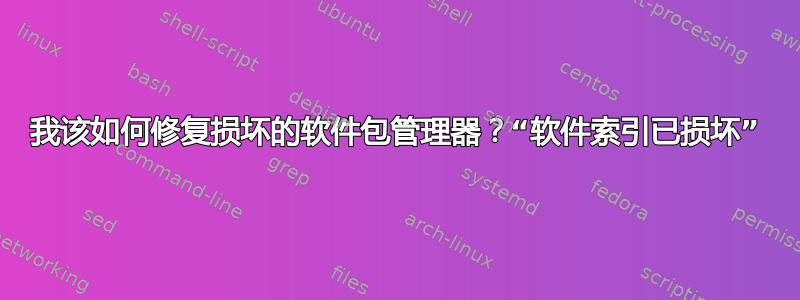 我该如何修复损坏的软件包管理器？“软件索引已损坏”