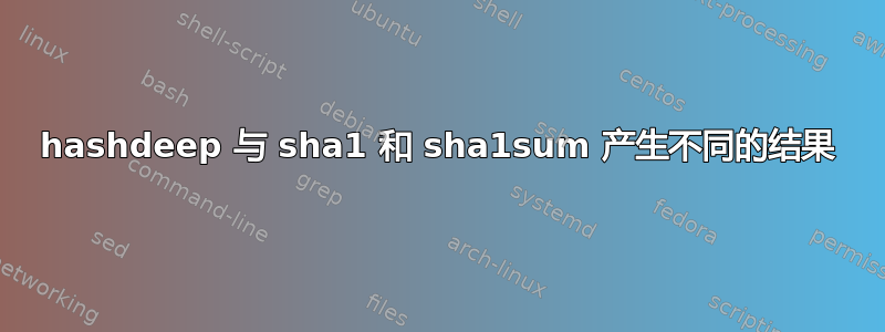 hashdeep 与 sha1 和 sha1sum 产生不同的结果