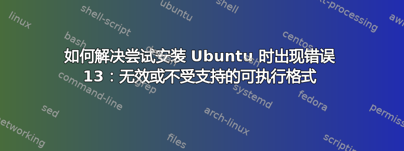 如何解决尝试安装 Ubuntu 时出现错误 13：无效或不受支持的可执行格式