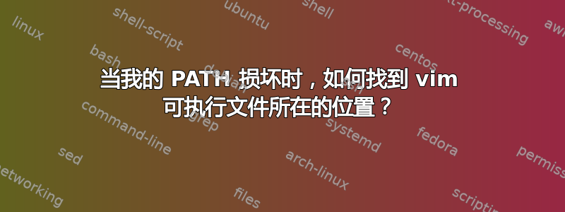 当我的 PATH 损坏时，如何找到 vim 可执行文件所在的位置？