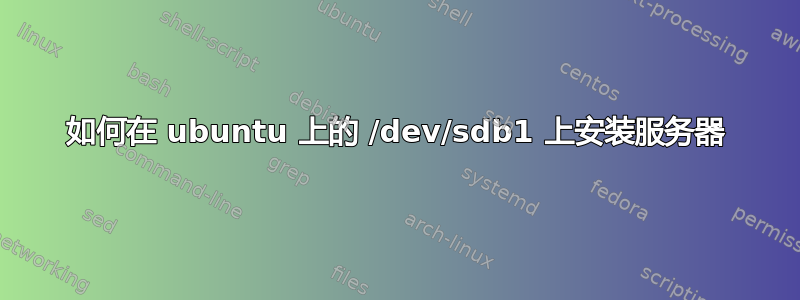 如何在 ubuntu 上的 /dev/sdb1 上安装服务器