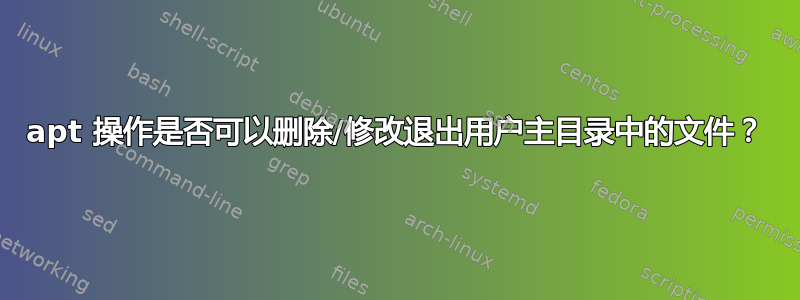 apt 操作是否可以删除/修改退出用户主目录中的文件？