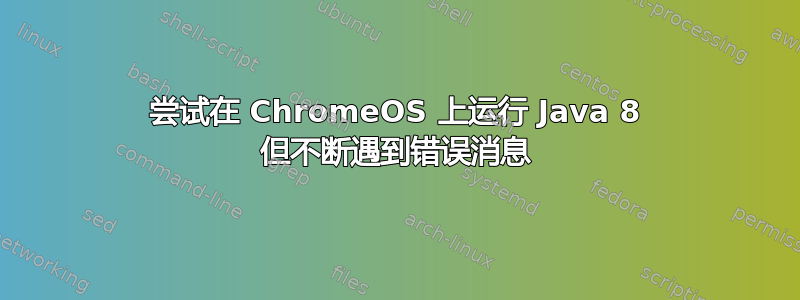 尝试在 ChromeOS 上运行 Java 8 但不断遇到错误消息