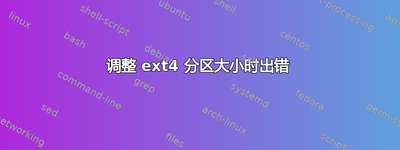 调整 ext4 分区大小时出错