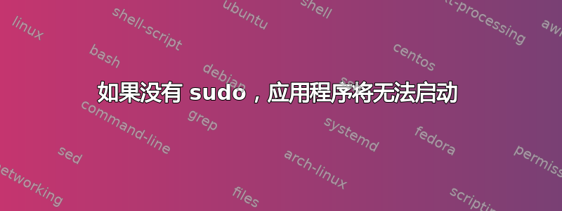 如果没有 sudo，应用程序将无法启动