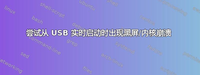 尝试从 USB 实时启动时出现黑屏/内核崩溃