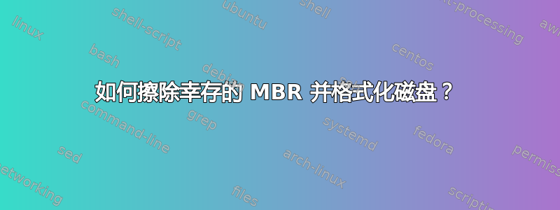 如何擦除幸存的 MBR 并格式化磁盘？