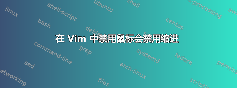 在 Vim 中禁用鼠标会禁用缩进