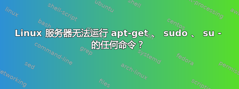 Linux 服务器无法运行 apt-get 、 sudo 、 su - 的任何命令？