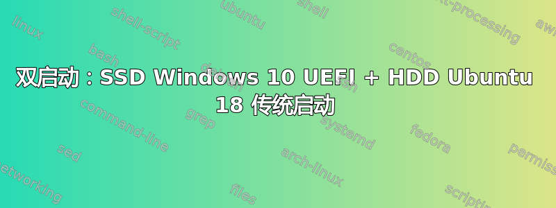 双启动：SSD Windows 10 UEFI + HDD Ubuntu 18 传统启动