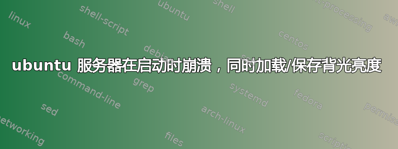 ubuntu 服务器在启动时崩溃，同时加载/保存背光亮度