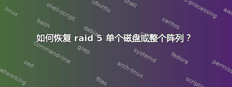 如何恢复 raid 5 单个磁盘或整个阵列？