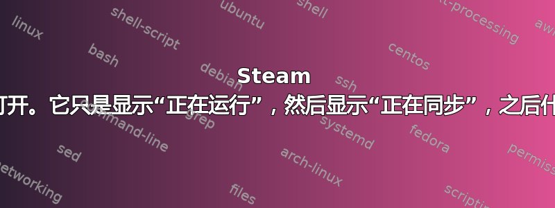 Steam 游戏无法打开。它只是显示“正在运行”，然后显示“正在同步”，之后什么都不做