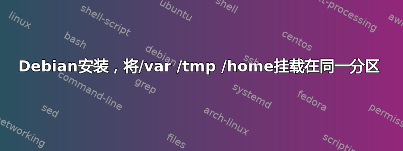 Debian安装，将/var /tmp /home挂载在同一分区