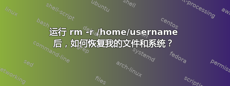 运行 rm -r /home/username 后，如何恢复我的文件和系统？