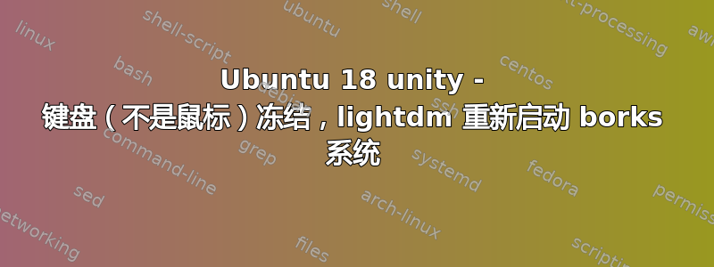 Ubuntu 18 unity - 键盘（不是鼠标）冻结，lightdm 重新启动 borks 系统