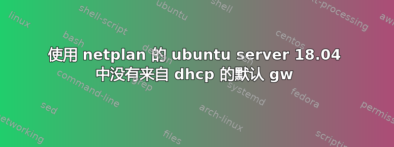 使用 netplan 的 ubuntu server 18.04 中没有来自 dhcp 的默认 gw