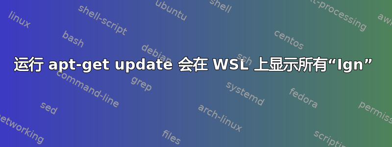 运行 apt-get update 会在 WSL 上显示所有“Ign”