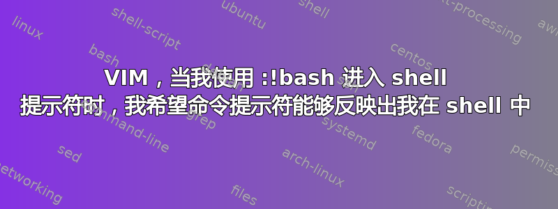 VIM，当我使用 :!bash 进入 shell 提示符时，我希望命令提示符能够反映出我在 shell 中