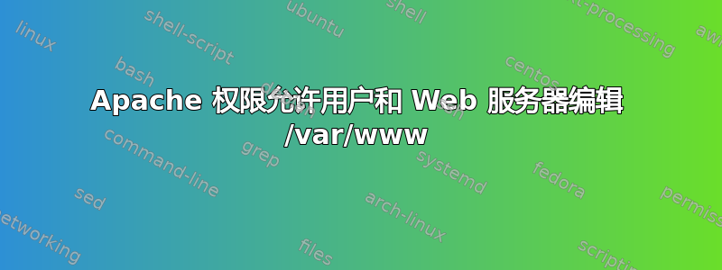 Apache 权限允许用户和 Web 服务器编辑 /var/www