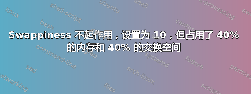 Swappiness 不起作用，设置为 10，但占用了 40% 的内存和 40% 的交换空间