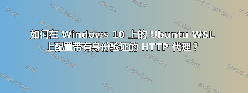 如何在 Windows 10 上的 Ubuntu WSL 上配置带有身份验证的 HTTP 代理？