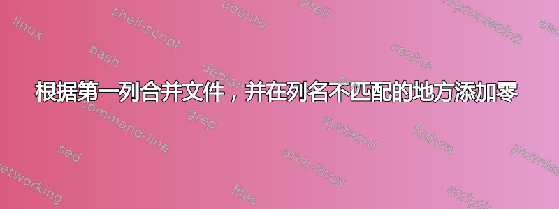 根据第一列合并文件，并在列名不匹配的地方添加零