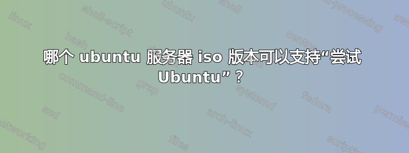 哪个 ubuntu 服务器 iso 版本可以支持“尝试 Ubuntu”？