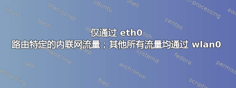 仅通过 eth0 路由特定的内联网流量；其他所有流量均通过 wlan0