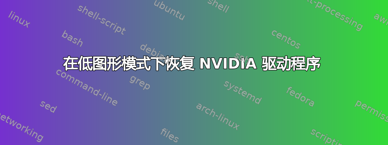 在低图形模式下恢复 NVIDIA 驱动程序