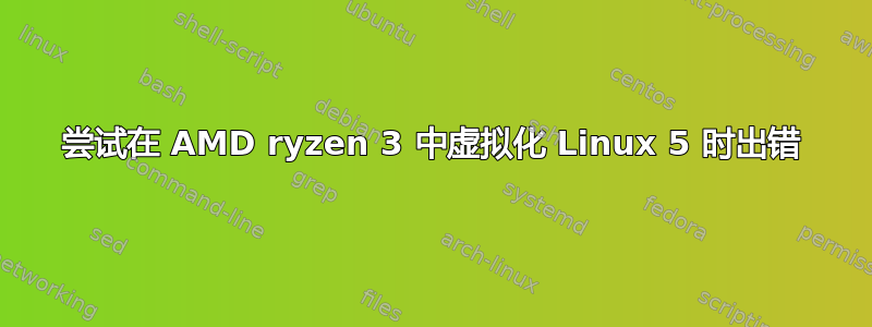 尝试在 AMD ryzen 3 中虚拟化 Linux 5 时出错