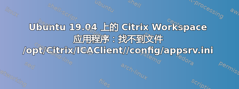 Ubuntu 19.04 上的 Citrix Workspace 应用程序：找不到文件 /opt/Citrix/ICAClient//config/appsrv.ini