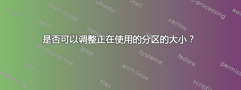 是否可以调整正在使用的分区的大小？