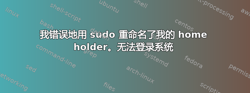 我错误地用 sudo 重命名了我的 home holder。无法登录系统