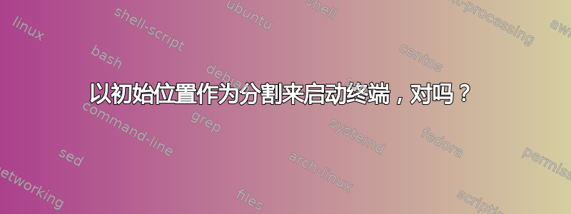 以初始位置作为分割来启动终端，对吗？