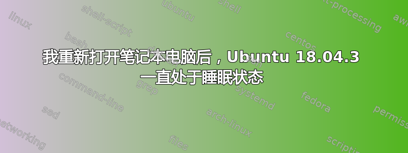 我重新打开笔记本电脑后，Ubuntu 18.04.3 一直处于睡眠状态