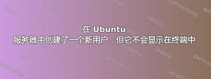 在 Ubuntu 服务器中创建了一个新用户，但它不会显示在终端中