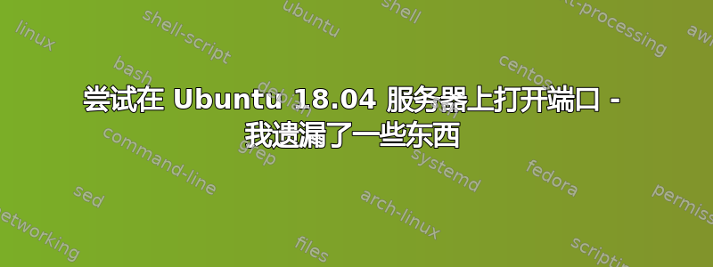 尝试在 Ubuntu 18.04 服务器上打开端口 - 我遗漏了一些东西