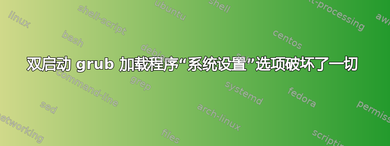 双启动 grub 加载程序“系统设置”选项破坏了一切