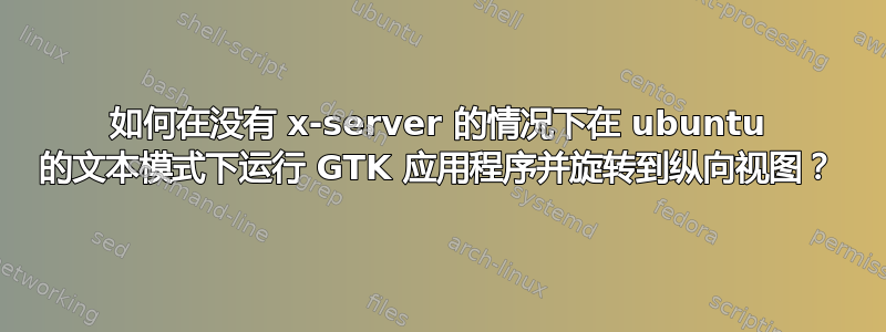 如何在没有 x-server 的情况下在 ubuntu 的文本模式下运行 GTK 应用程序并旋转到纵向视图？