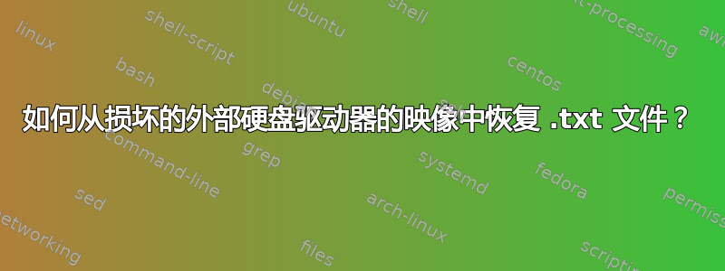 如何从损坏的外部硬盘驱动器的映像中恢复 .txt 文件？