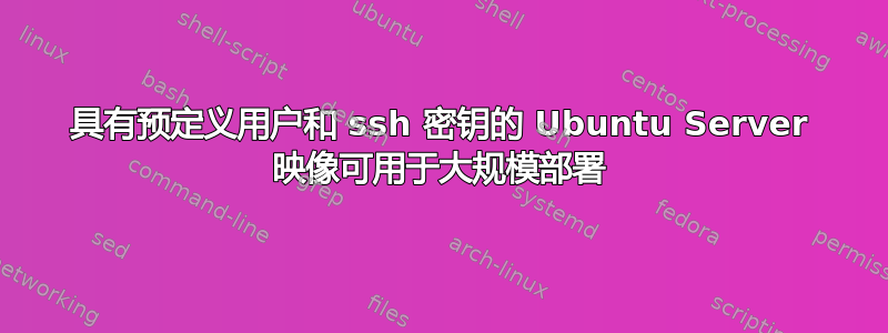 具有预定义用户和 ssh 密钥的 Ubuntu Server 映像可用于大规模部署